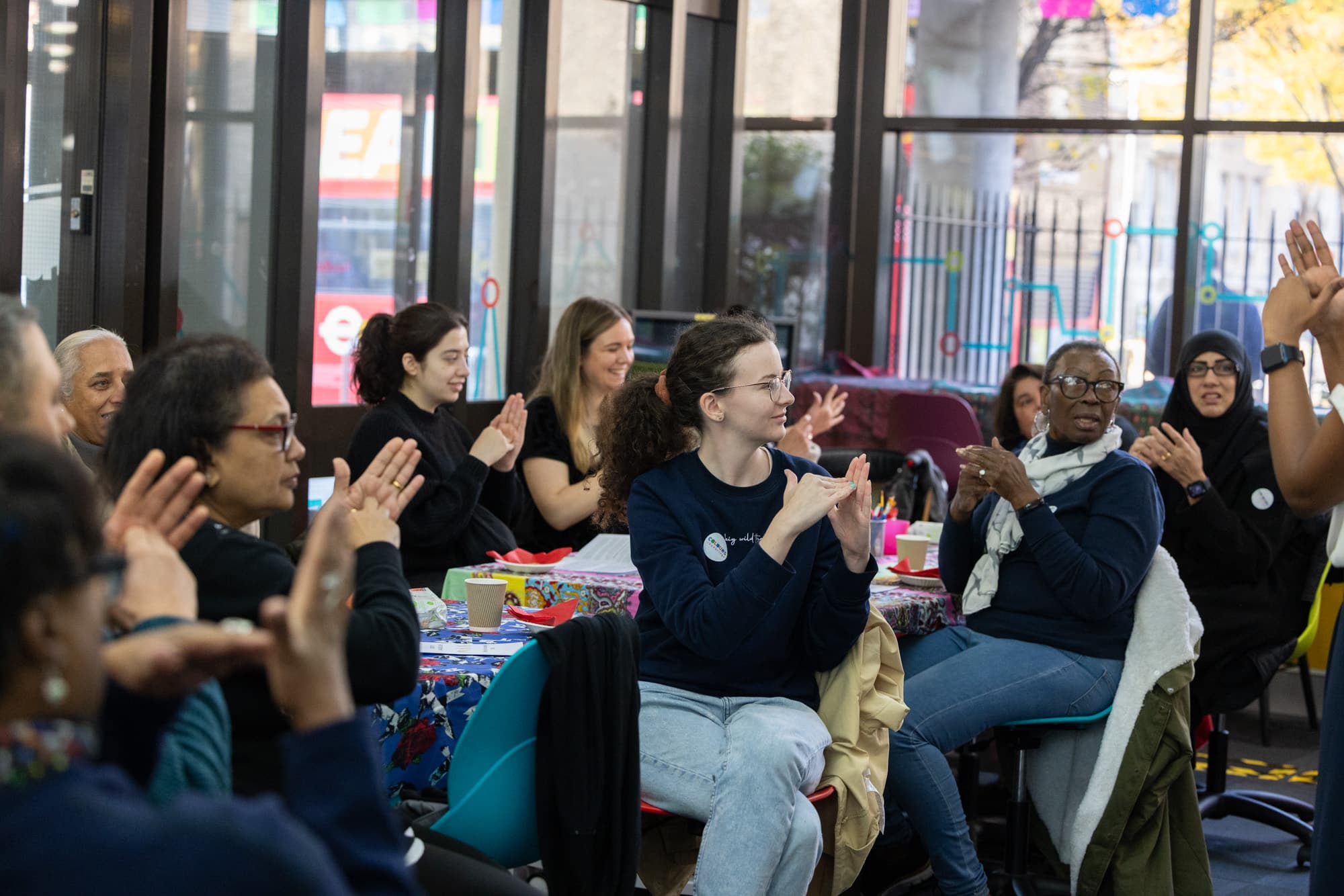 People learning sign language in Redbridge Central Library